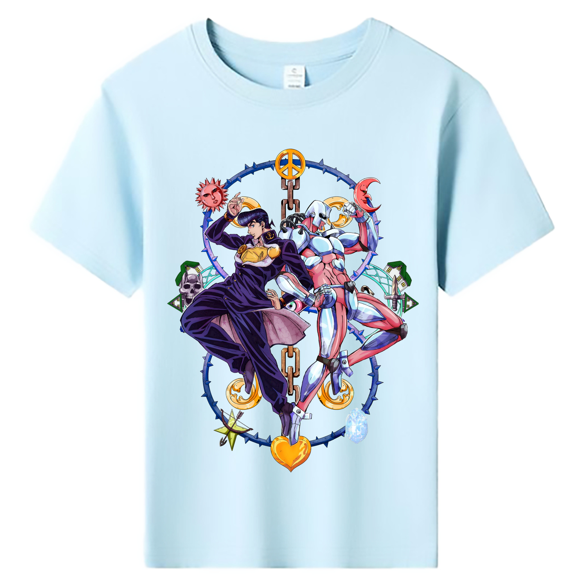 （画像用） ジョジョの奇妙な冒険 ひがしかた じょうすけ JoJo's Bizarre Adventure Higashikata Josuke 綿100％キッズTシャツ（フロントプリント）